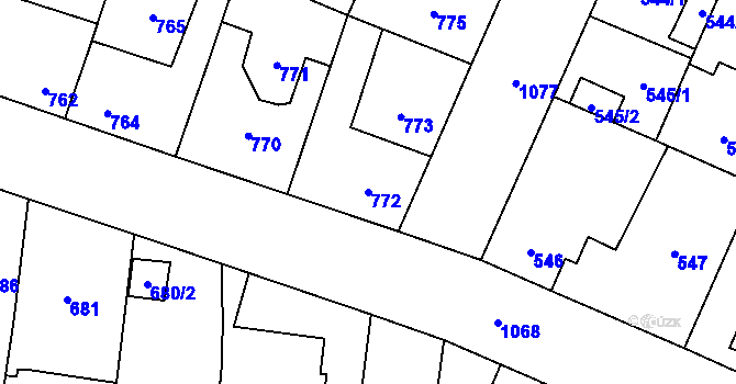 Parcela st. 772 v KÚ Čimice, Katastrální mapa