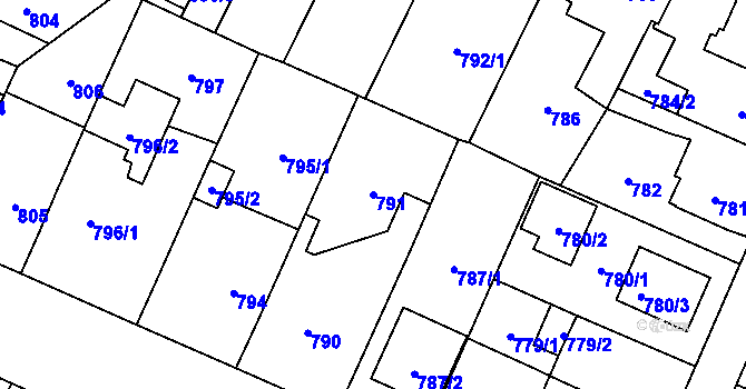 Parcela st. 791 v KÚ Čimice, Katastrální mapa