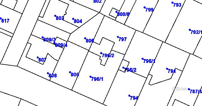 Parcela st. 796/2 v KÚ Čimice, Katastrální mapa