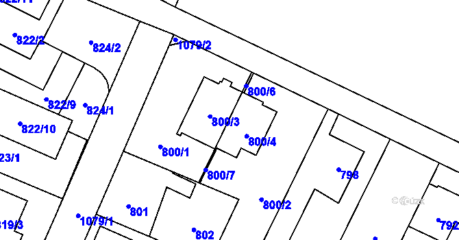 Parcela st. 800/5 v KÚ Čimice, Katastrální mapa