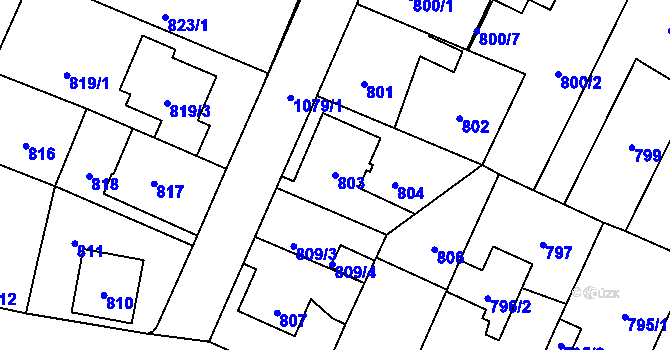 Parcela st. 803 v KÚ Čimice, Katastrální mapa
