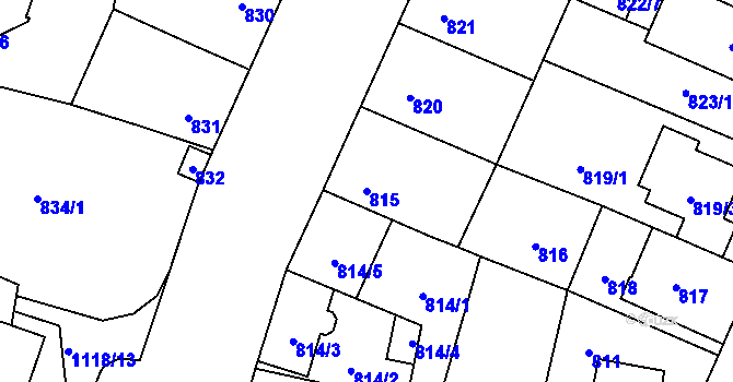 Parcela st. 815 v KÚ Čimice, Katastrální mapa