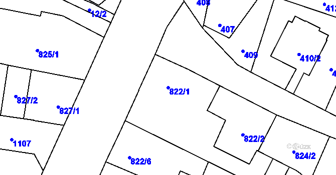 Parcela st. 822/1 v KÚ Čimice, Katastrální mapa