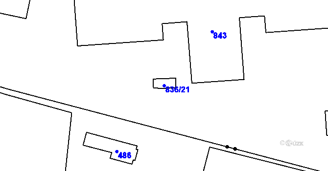 Parcela st. 836/21 v KÚ Čimice, Katastrální mapa