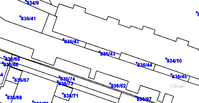 Parcela st. 836/43 v KÚ Čimice, Katastrální mapa