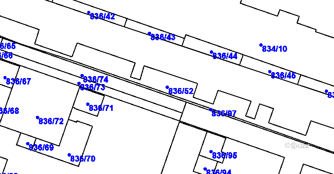 Parcela st. 836/52 v KÚ Čimice, Katastrální mapa