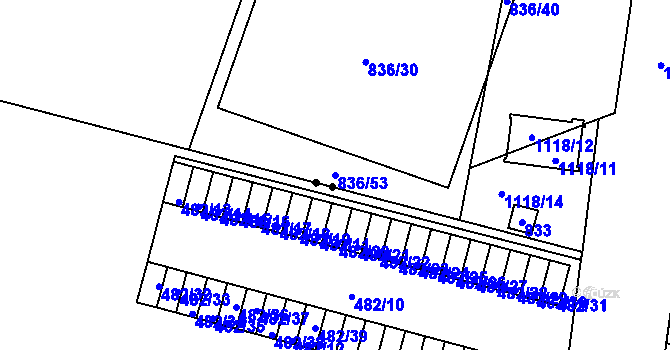 Parcela st. 836/53 v KÚ Čimice, Katastrální mapa