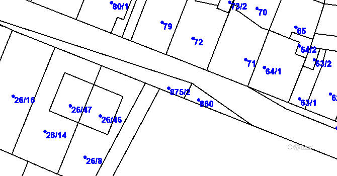 Parcela st. 875/2 v KÚ Čimice, Katastrální mapa