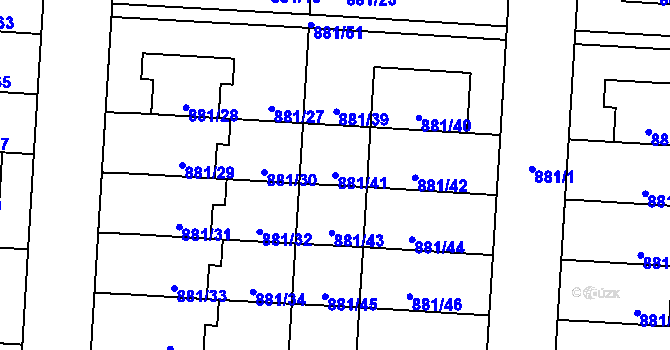Parcela st. 881/41 v KÚ Čimice, Katastrální mapa
