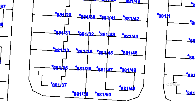 Parcela st. 881/45 v KÚ Čimice, Katastrální mapa
