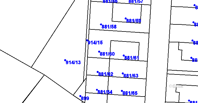 Parcela st. 881/60 v KÚ Čimice, Katastrální mapa