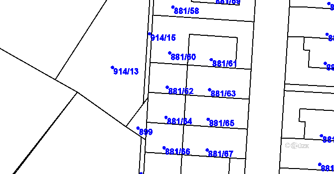 Parcela st. 881/62 v KÚ Čimice, Katastrální mapa