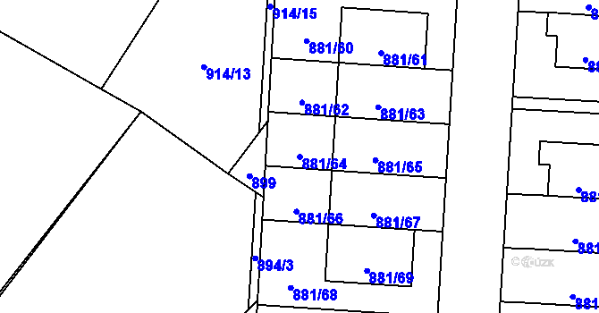 Parcela st. 881/64 v KÚ Čimice, Katastrální mapa