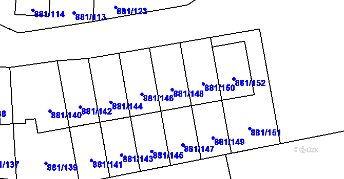 Parcela st. 881/148 v KÚ Čimice, Katastrální mapa