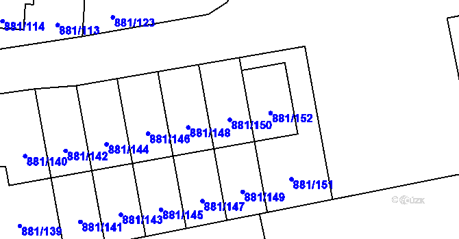 Parcela st. 881/150 v KÚ Čimice, Katastrální mapa