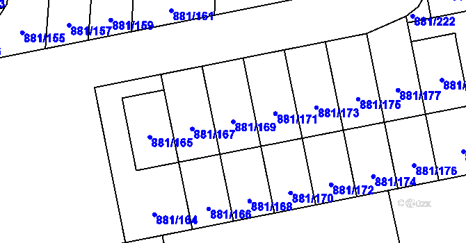 Parcela st. 881/169 v KÚ Čimice, Katastrální mapa
