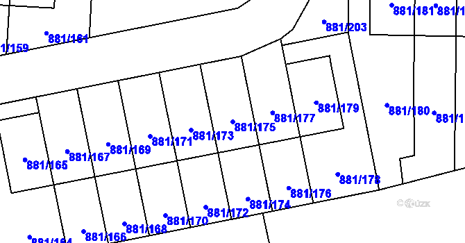 Parcela st. 881/175 v KÚ Čimice, Katastrální mapa