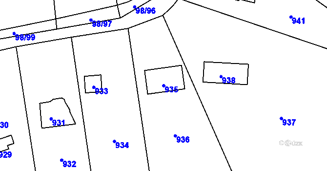 Parcela st. 935 v KÚ Čimice, Katastrální mapa