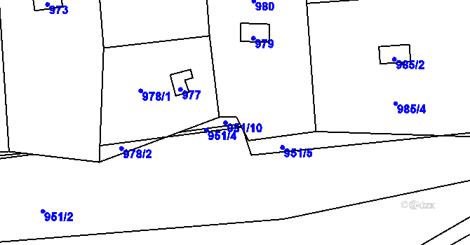 Parcela st. 951/11 v KÚ Čimice, Katastrální mapa