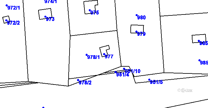Parcela st. 977 v KÚ Čimice, Katastrální mapa