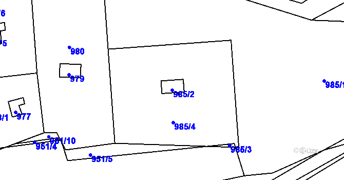 Parcela st. 985/2 v KÚ Čimice, Katastrální mapa