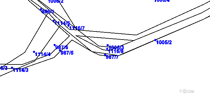 Parcela st. 987/7 v KÚ Čimice, Katastrální mapa