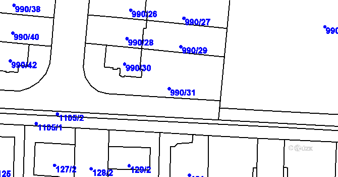 Parcela st. 990/31 v KÚ Čimice, Katastrální mapa