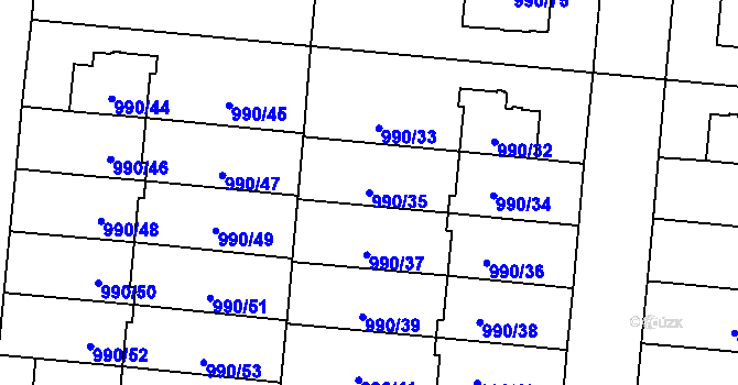 Parcela st. 990/35 v KÚ Čimice, Katastrální mapa