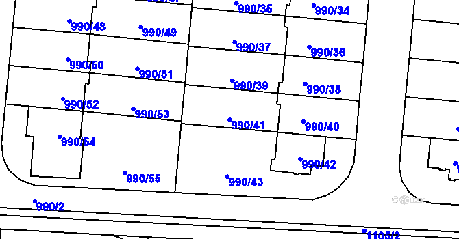 Parcela st. 990/41 v KÚ Čimice, Katastrální mapa