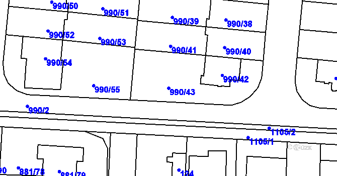 Parcela st. 990/43 v KÚ Čimice, Katastrální mapa