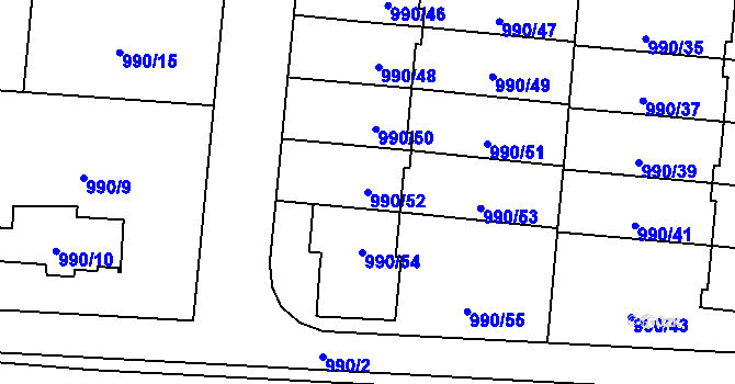 Parcela st. 990/52 v KÚ Čimice, Katastrální mapa