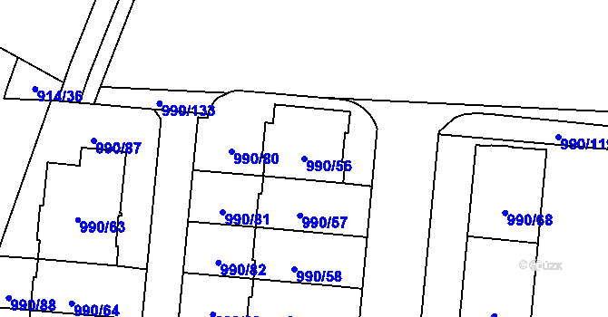 Parcela st. 990/56 v KÚ Čimice, Katastrální mapa
