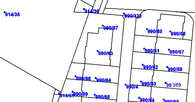 Parcela st. 990/63 v KÚ Čimice, Katastrální mapa