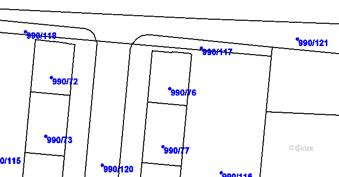 Parcela st. 990/76 v KÚ Čimice, Katastrální mapa