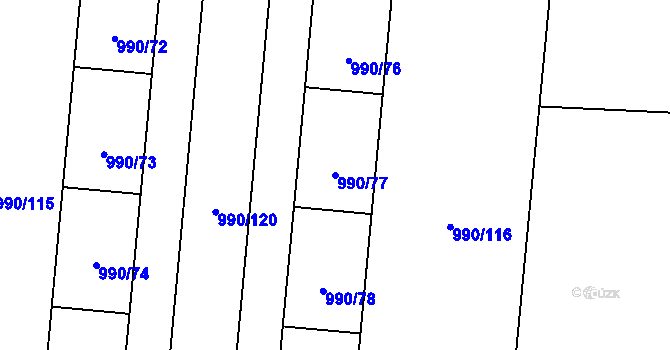 Parcela st. 990/77 v KÚ Čimice, Katastrální mapa