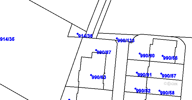 Parcela st. 990/87 v KÚ Čimice, Katastrální mapa