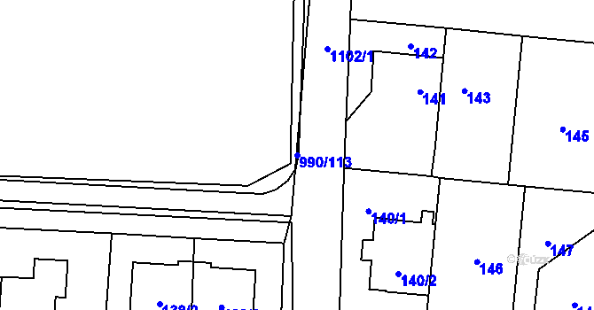 Parcela st. 990/113 v KÚ Čimice, Katastrální mapa