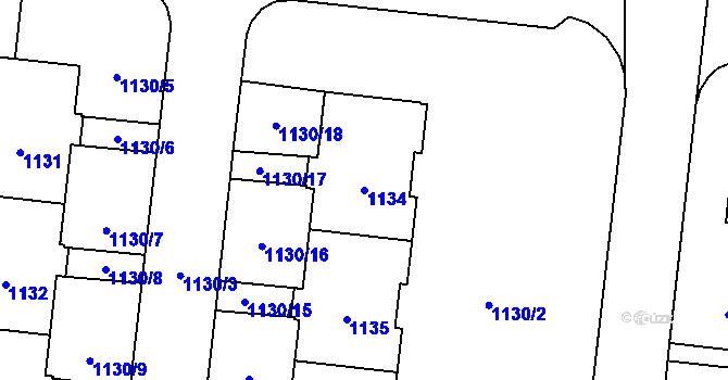 Parcela st. 1134 v KÚ Čimice, Katastrální mapa