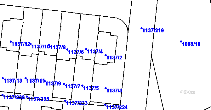 Parcela st. 1137/2 v KÚ Čimice, Katastrální mapa
