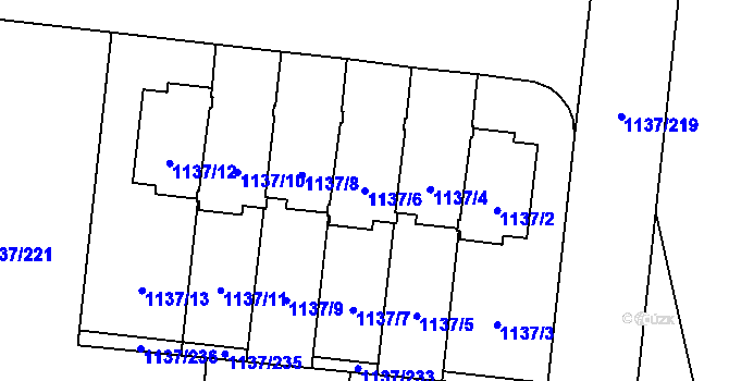 Parcela st. 1137/6 v KÚ Čimice, Katastrální mapa