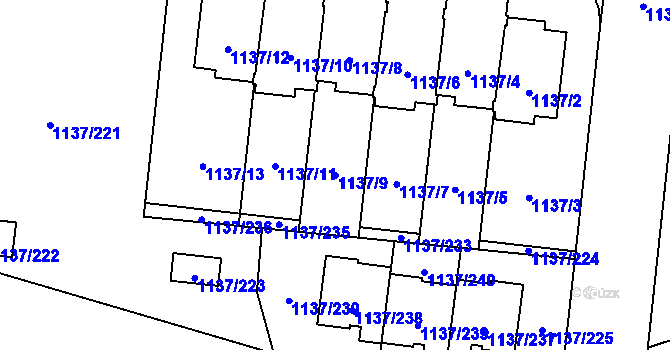 Parcela st. 1137/9 v KÚ Čimice, Katastrální mapa