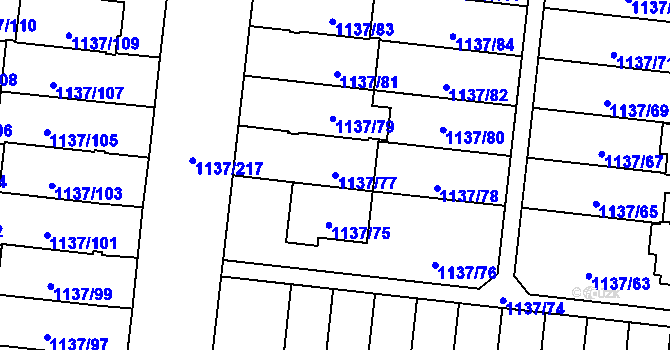 Parcela st. 1137/77 v KÚ Čimice, Katastrální mapa