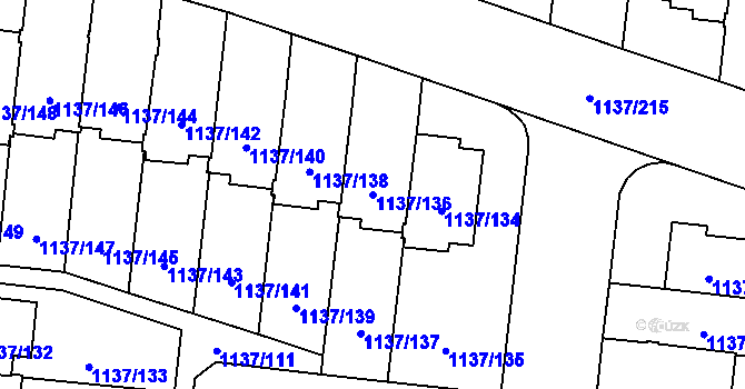 Parcela st. 1137/136 v KÚ Čimice, Katastrální mapa