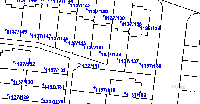 Parcela st. 1137/139 v KÚ Čimice, Katastrální mapa