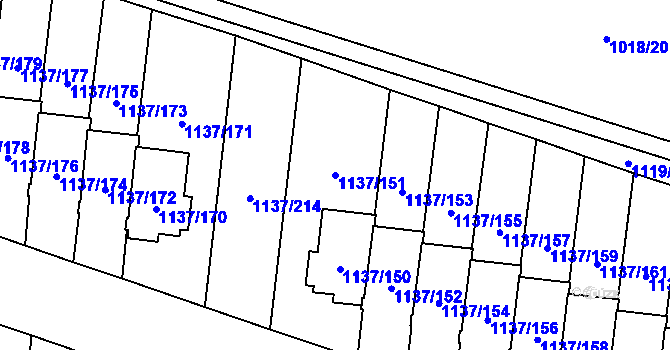 Parcela st. 1137/151 v KÚ Čimice, Katastrální mapa