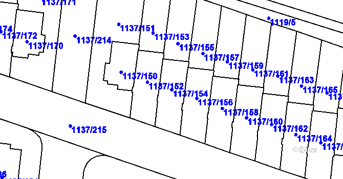 Parcela st. 1137/154 v KÚ Čimice, Katastrální mapa