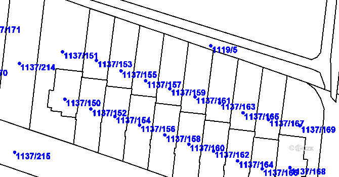 Parcela st. 1137/159 v KÚ Čimice, Katastrální mapa