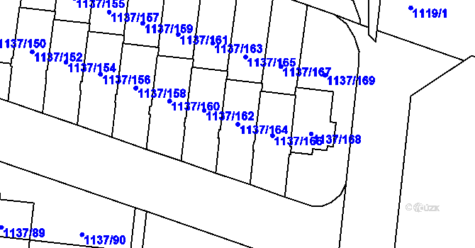 Parcela st. 1137/164 v KÚ Čimice, Katastrální mapa