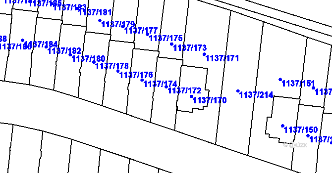 Parcela st. 1137/172 v KÚ Čimice, Katastrální mapa