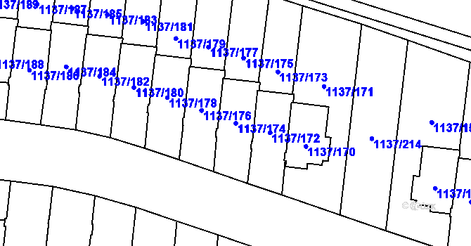 Parcela st. 1137/174 v KÚ Čimice, Katastrální mapa